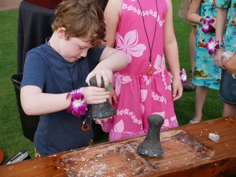 Poi making at the Aulani Resort in Hawaii