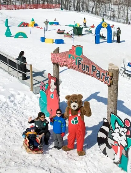 Snow tubing for toddlers on the East Coast can be found at Wintergreen Resort