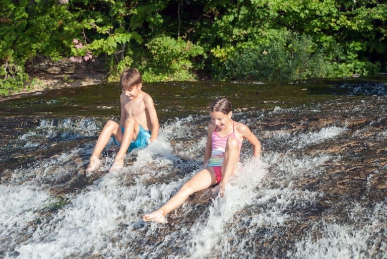 Things to do in Michigan with Kids Waterfall at Pictured Rocks National Lakeshore 