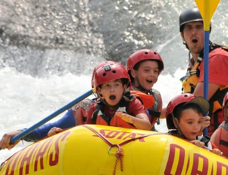 American River rafting with kids
