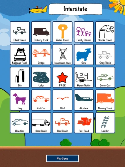 Travel Bingo kids apps