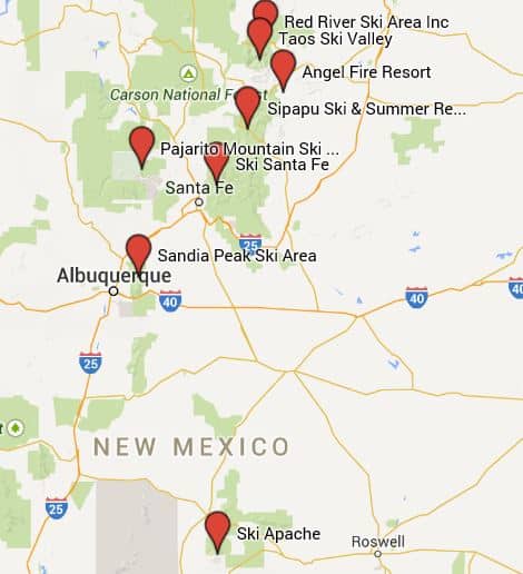 Map Of New Mexicos Ski Resorts 