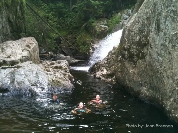 kids swim at falls