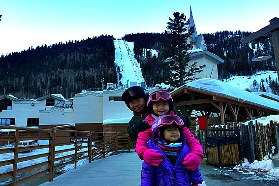 Beginner Skier with Kids at Taos Ski Valley Al's Run