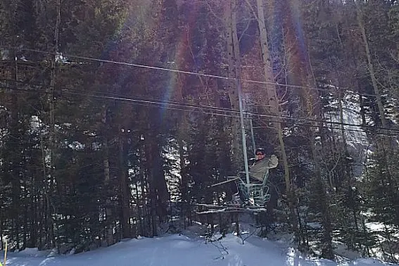 Beginner Skier on Taos Ski Valley Lift