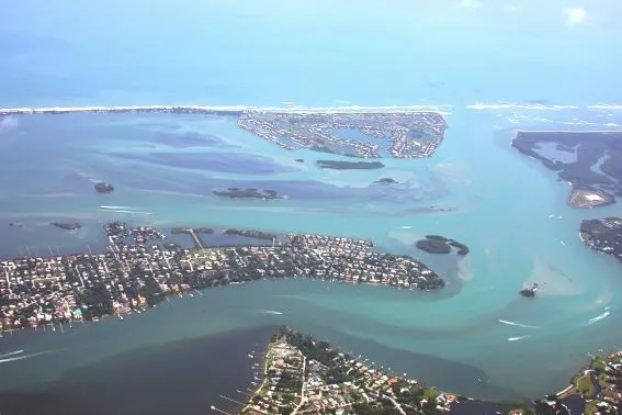 Aerial view of St Lucie inlet, Sewalls Point, Sailfish Point Courtesy of Martin County Florida