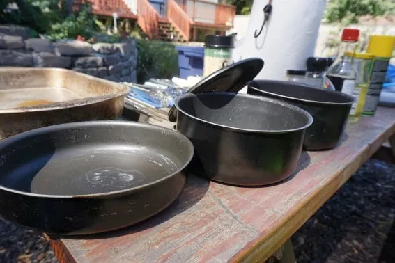 Nesting pots and pans for camping