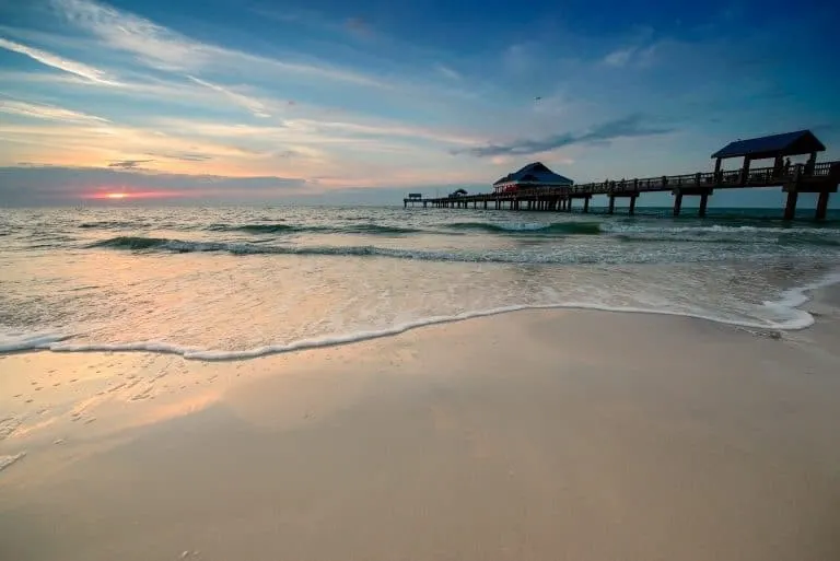 Sunset near Pier 60 on a Clearwater Beach Florida USA