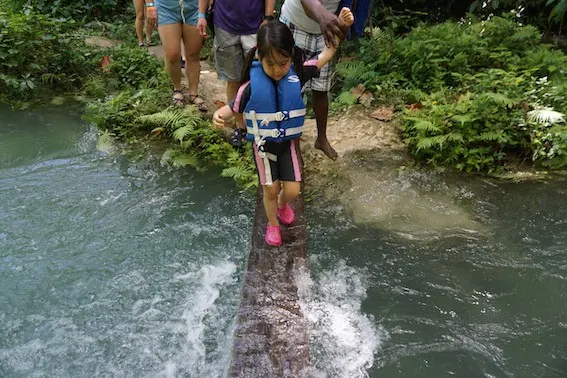 Family vacation to Jamaica - Climbing waterfalls
