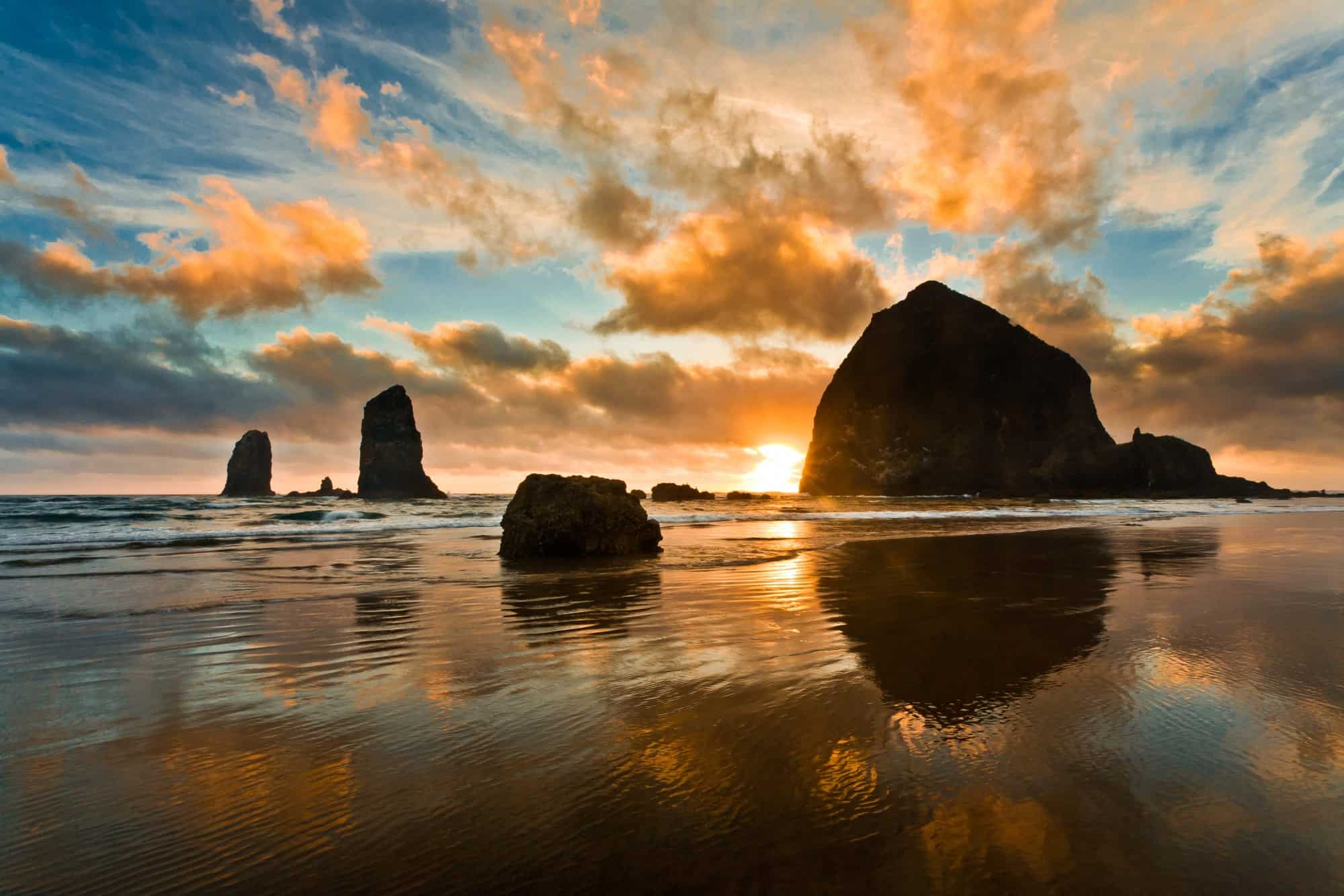 A view of Cannon Beach and Haystack Rock