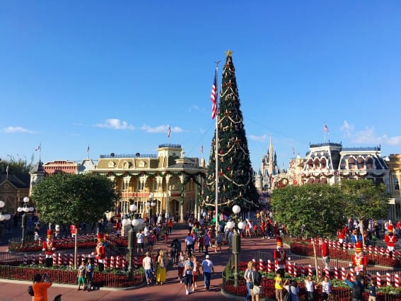 Holidays at Walt Disney World: Main Street, USA in Magic Kingdom is decked out for Christmas