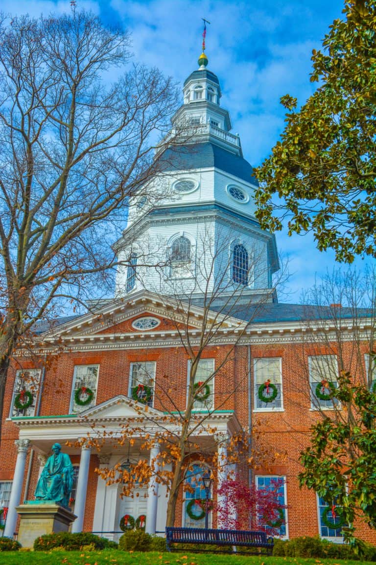 Maryland State House during the holidays