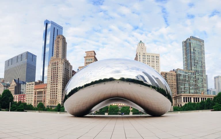 Start your Chicago to Yellowstone road trip by visiting some Chicago sites like "The Bean"