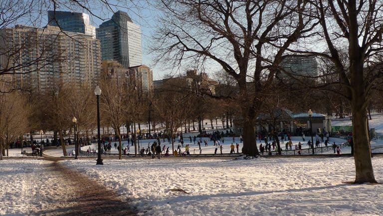 Christmas in Boston includes ice skating at the Frog Pond