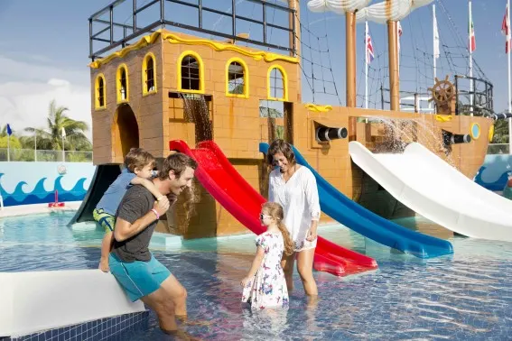 Pirate Ship-themed water park for toddlers at Seadust Cancun Family Resort