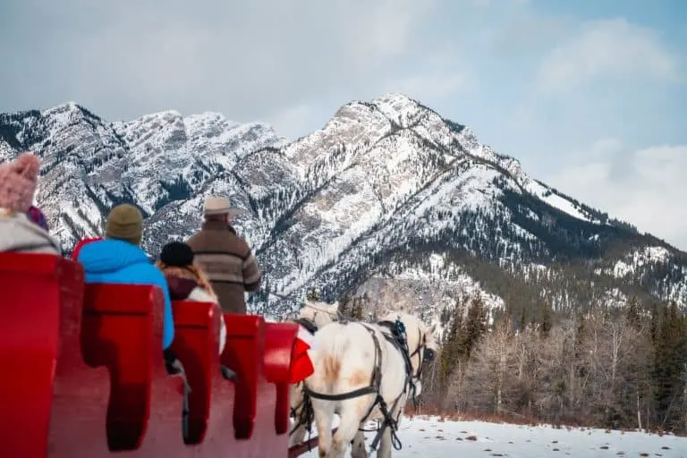 things to do in Banff in Winter include enjoying a winter sleigh ride