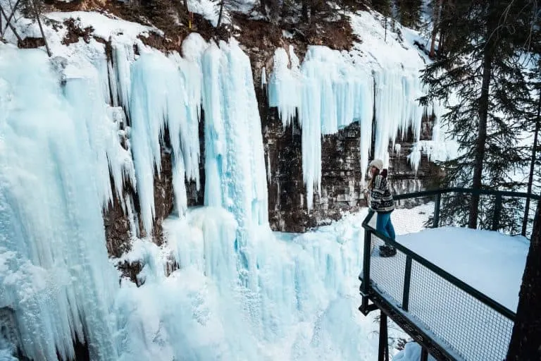 Johnston Canyon in Banff in winter