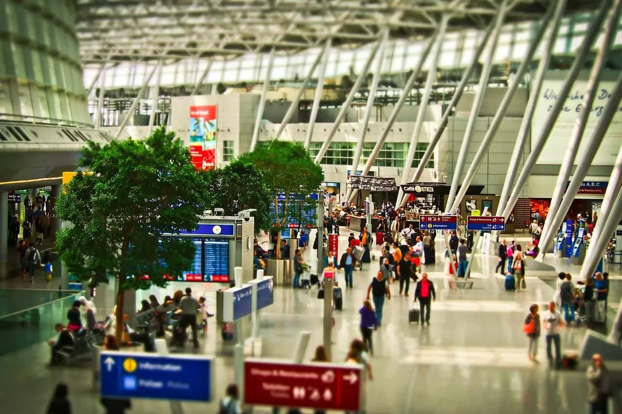 The most stressful part of flying with a baby is getting through a busy airport terminal