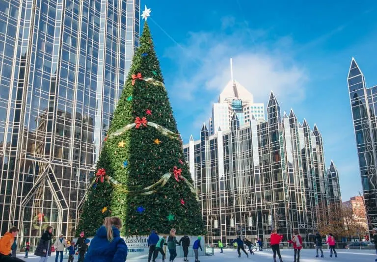 PPG place ice skating PIttsburgh Christmas