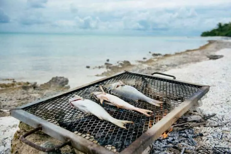 Cooking fish in Rangiroa, Tahiti