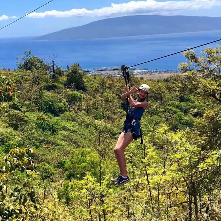 Zip Lining is one of the fun things to do in Maui with kids.