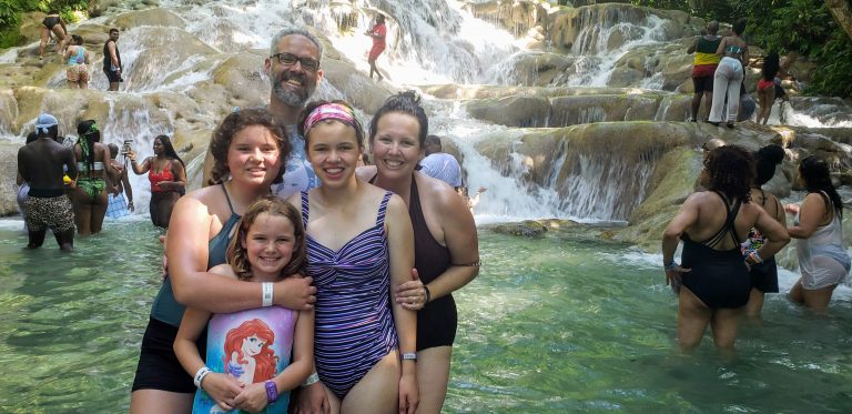 Climbing Dunns River Falls is a must when visiting jamaica with kids