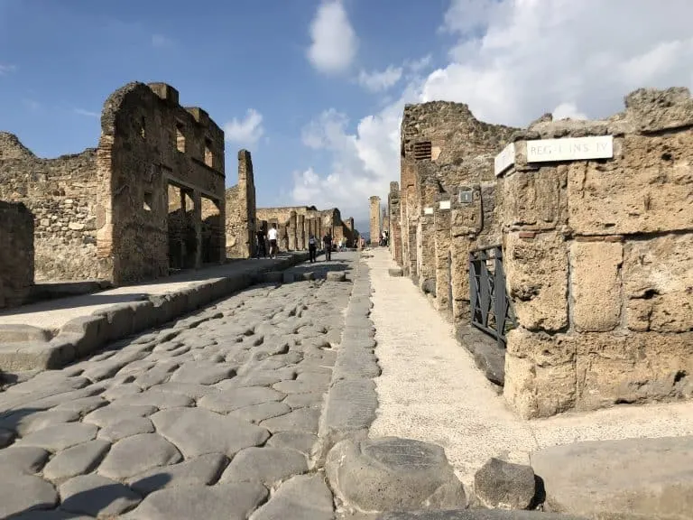 The streets of Pompeii on a Pompeii tour from Rome