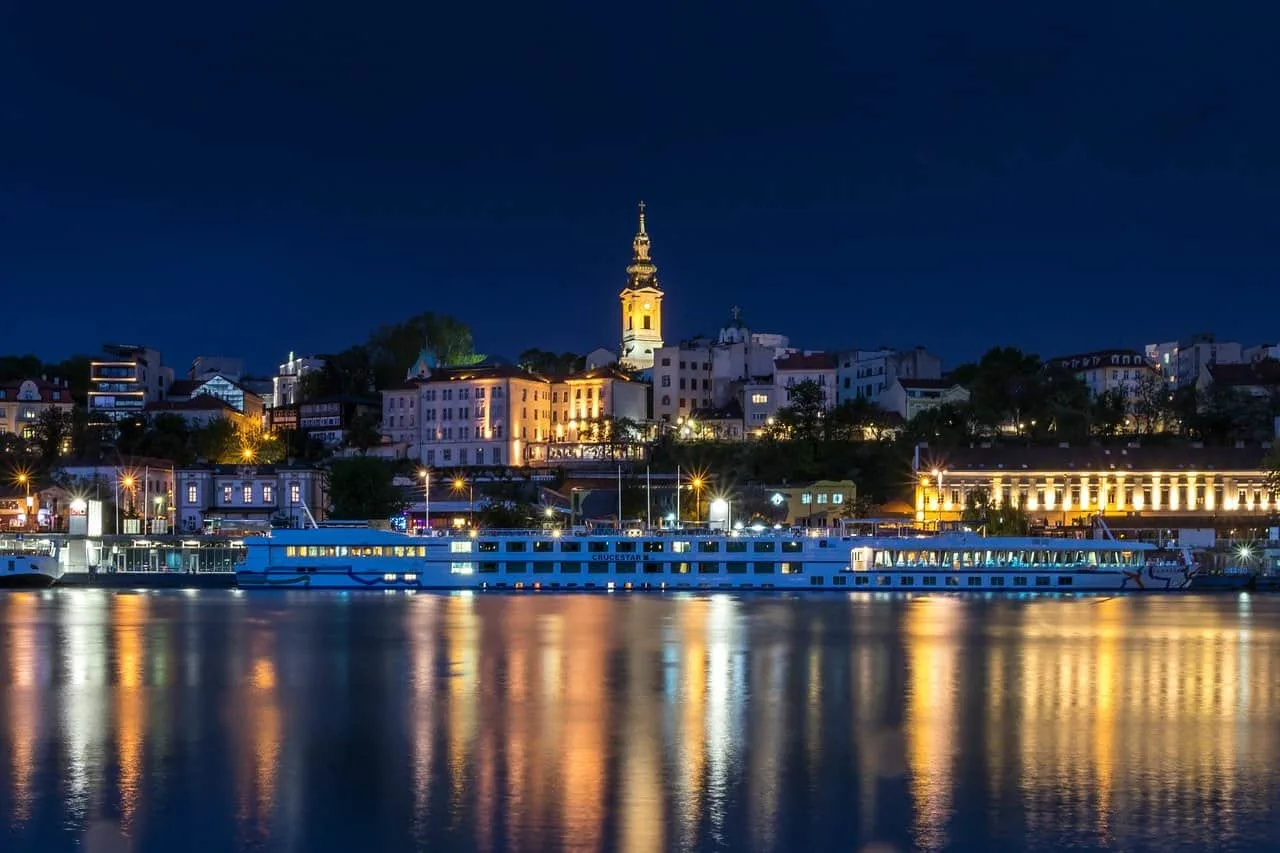 Danube River in Belgrade by night
