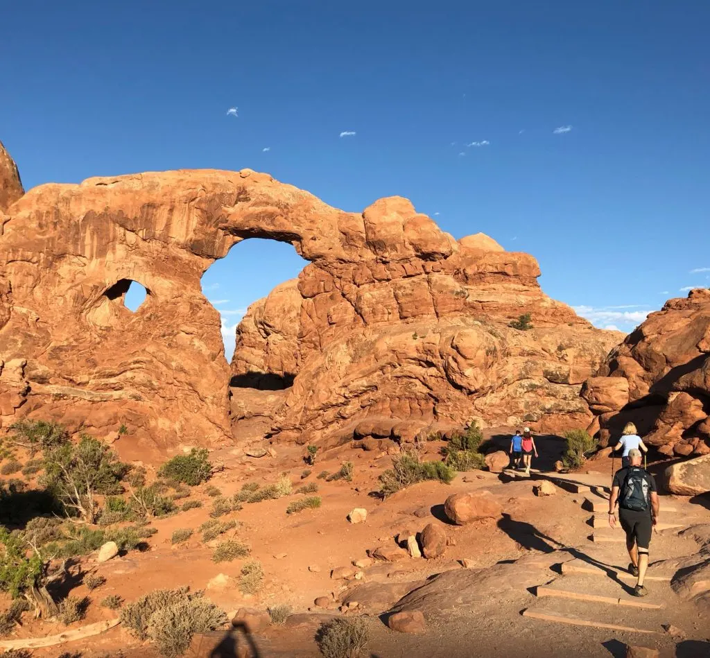 Hiking the Windows Trail is one of the best things to do in Arches National Park with kids