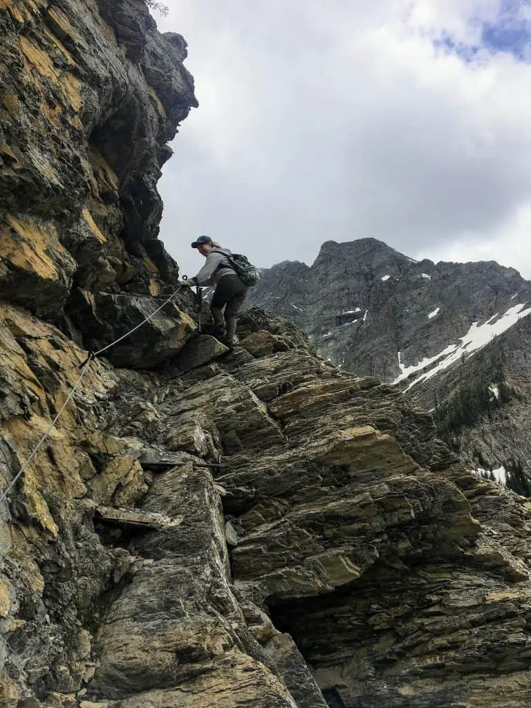 Cables on the trail to Cryptic Lake in Waterton Lakes National Park