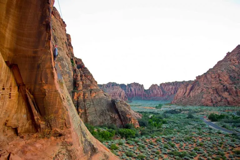 Rock Climber at Snow Canyon State Park in Southern Utah