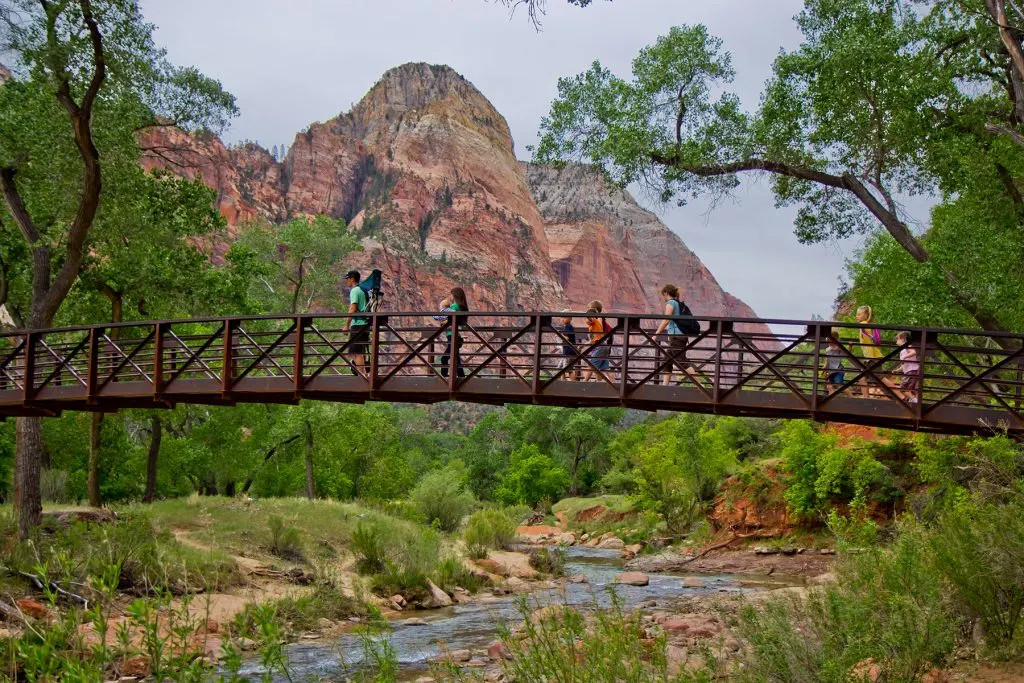 Zion Bridge over the Virgin River in Zion National Park 