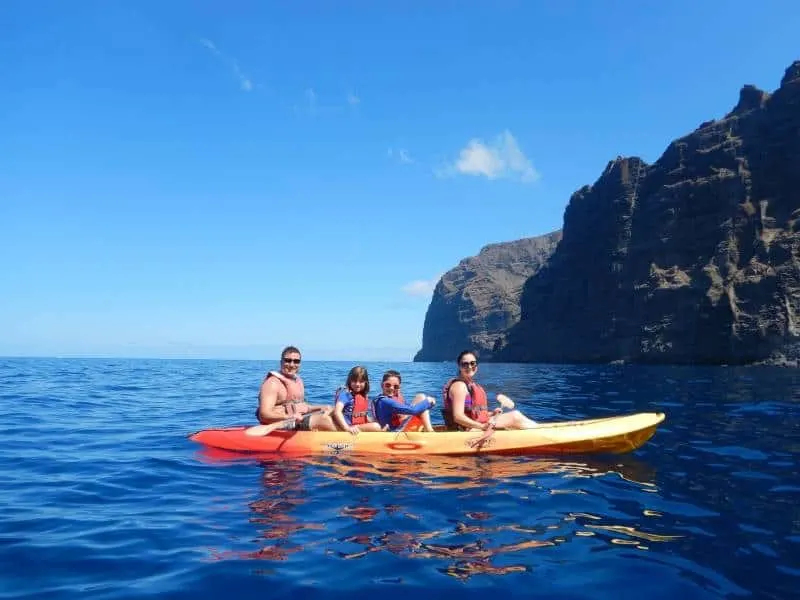 Kayaking by Los Gigantes on Tenerife in the canary Islands