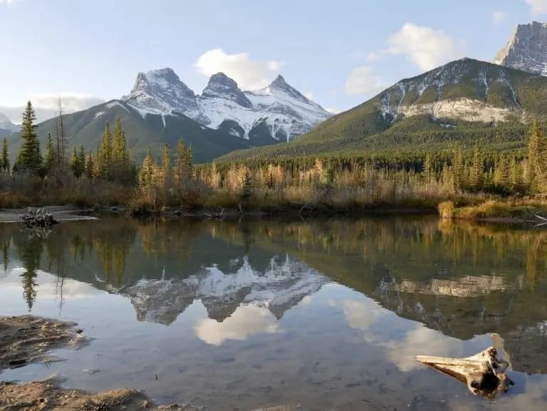 Calgary to Banff Drive includes Canmore's Three Sisters