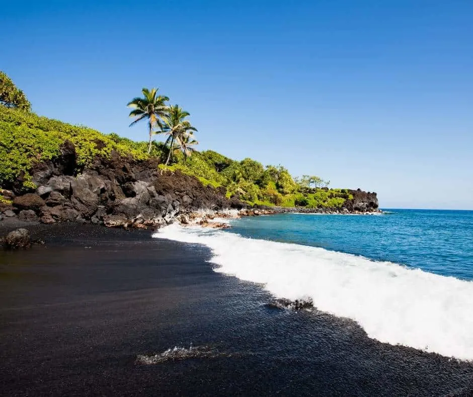 Honokalani Beach has beautiful black sand