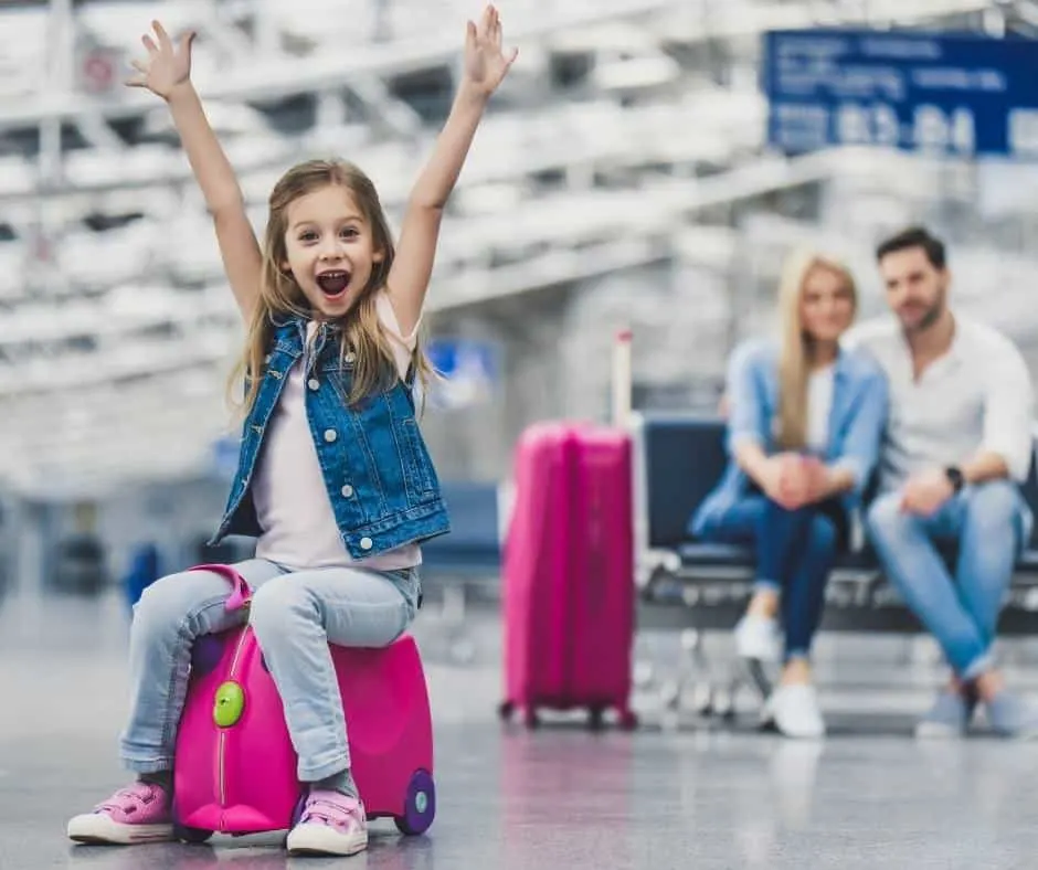 Happy family at the airport