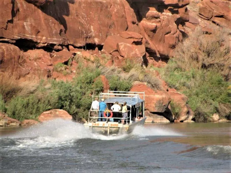 Things to do in Moab with kids include taking a jet boat ride