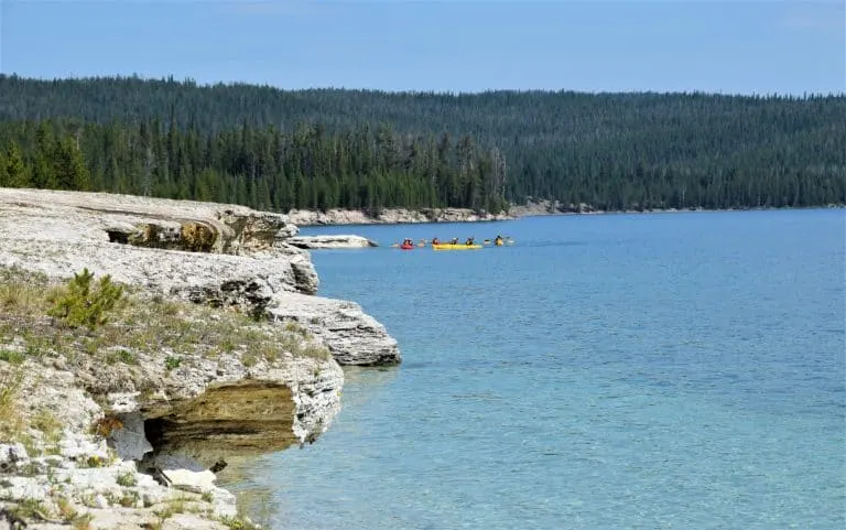 things to do in Yellowstone National Park with kids include kayaking Yellowstone Lake