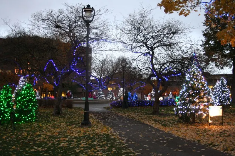 Popular Milwaukee Christmas events include Holiday Lights in Catherdral Square Park