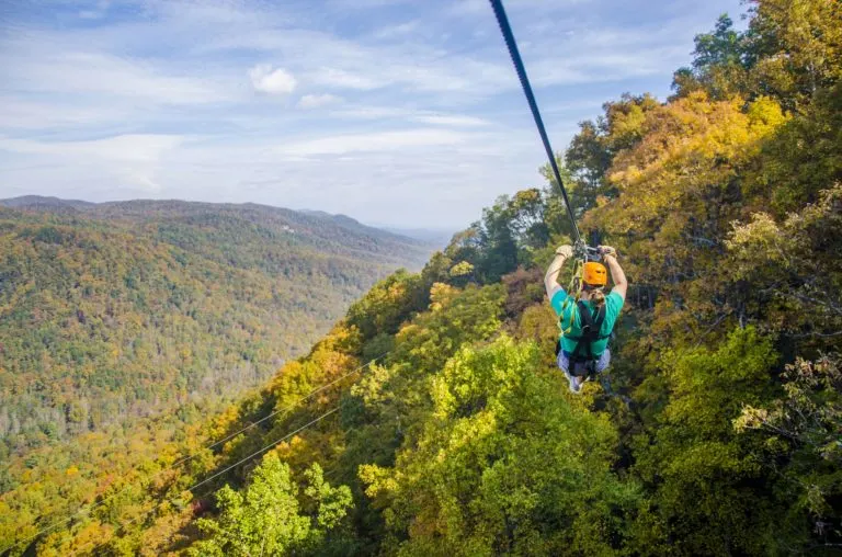 The Gorge Zip Line is a great place to enjoy fall in North Carolina