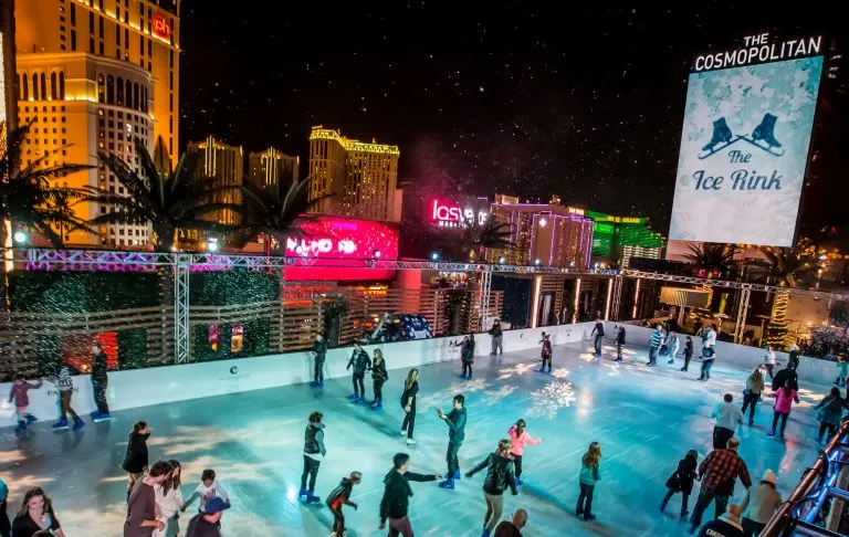 The Ice rink at the Cosmopolitan is one of the most popular Las Vegas Christmas attractions.
