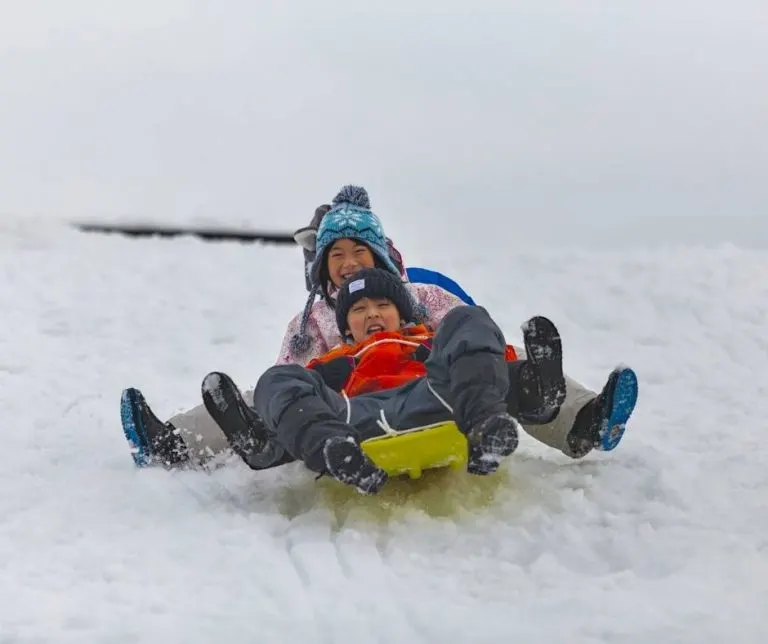 Sledding down the hill 