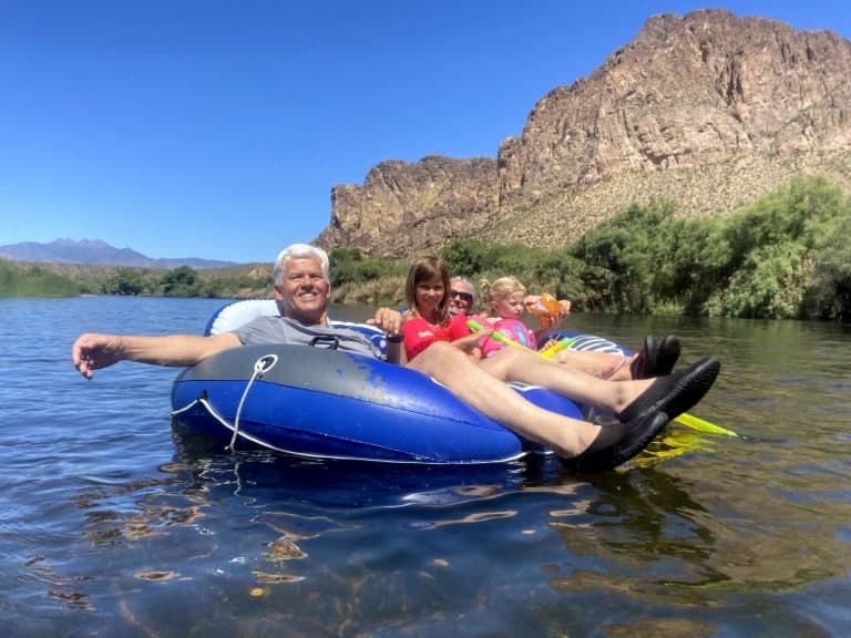 floating on the Salt River in Mesa, AZ