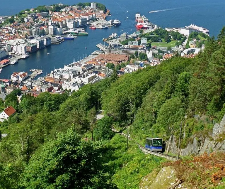 One of the best things to do in Bergen, Norway is take the Fløibanen Funicular up to the top of Floyen Mountain