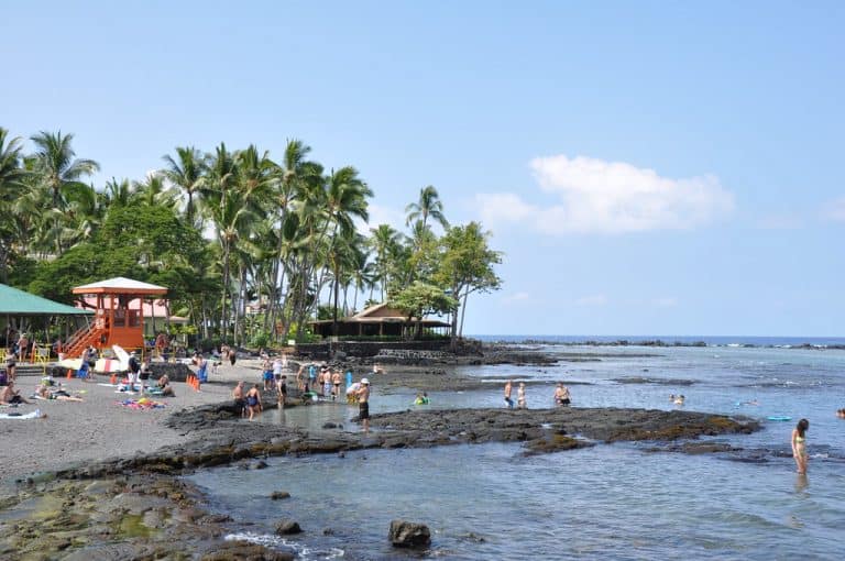 Some of the best snorkeling on the Big Island of Hawaii for families can be found at Kahaluu Beach