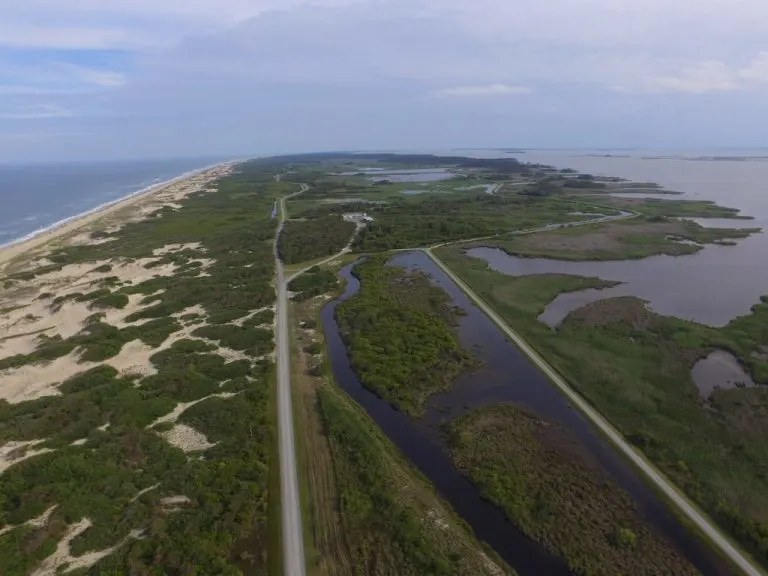 Aerial view of Little Island park in Sandbridge