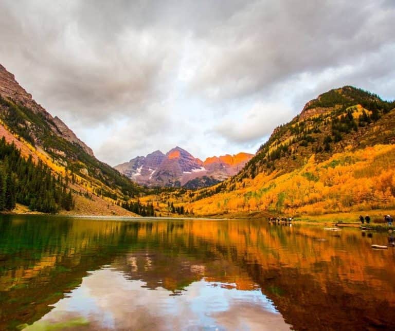 The Maroon Bells in Colorado during the fall