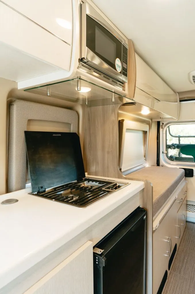 Roadsurfer camper van kitchen area