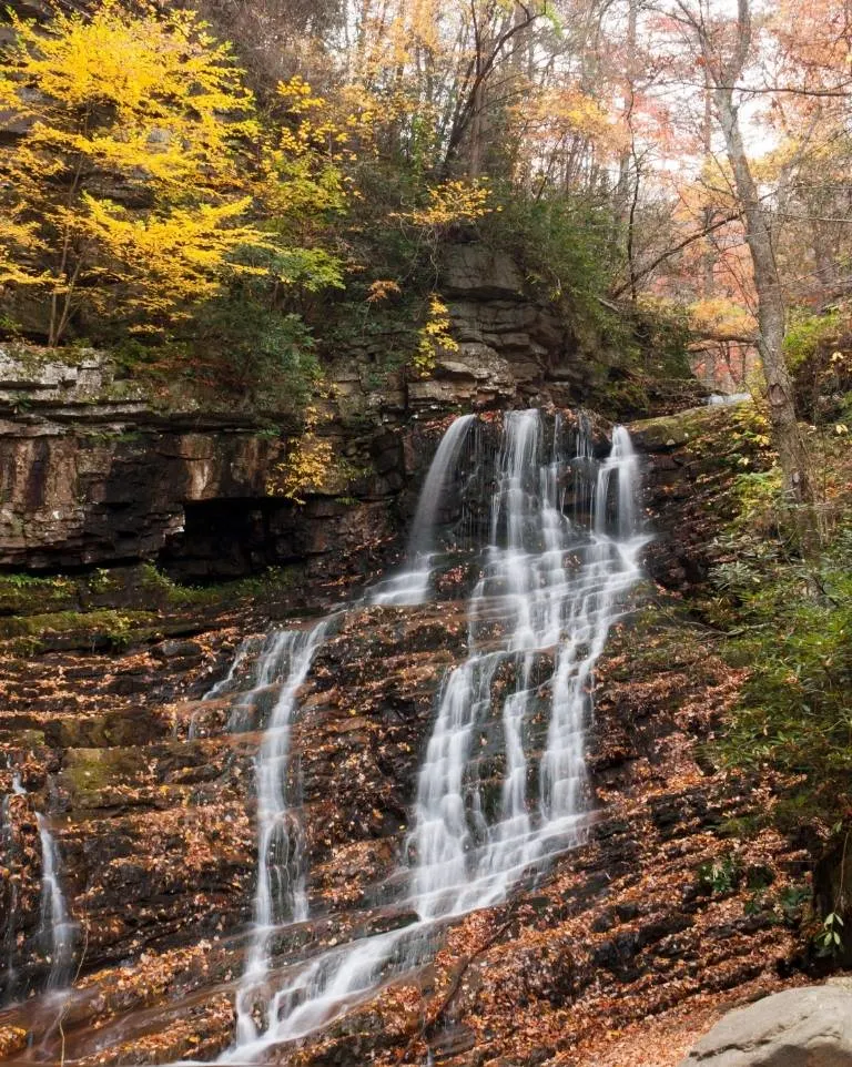 Margarette Falls is a great place to enjoy Tennessee fall colors