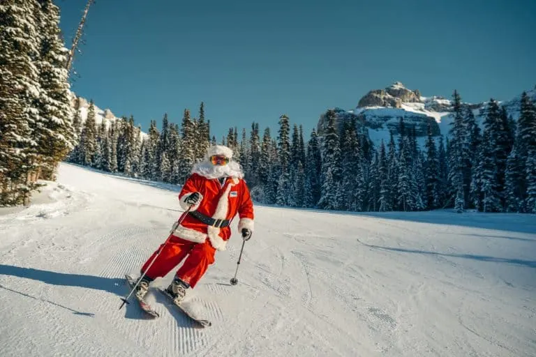 Santa Skiing at Sunshine Village in Banff